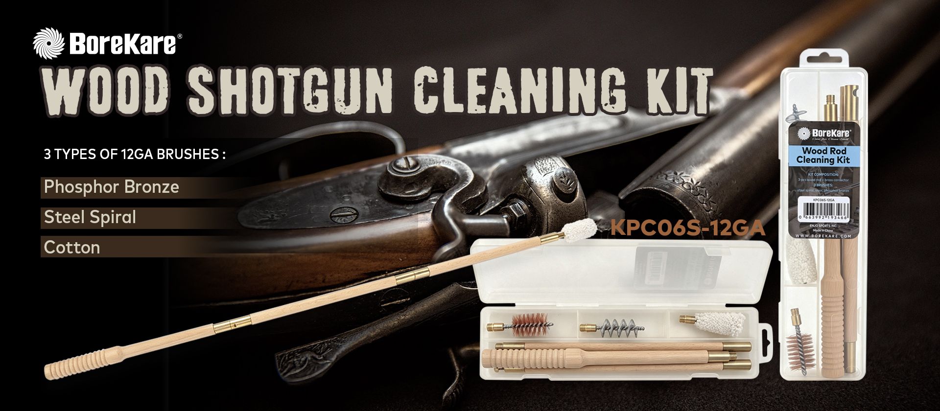 Wood Shotgun Cleaning Kit - KPC06S BOREKARE